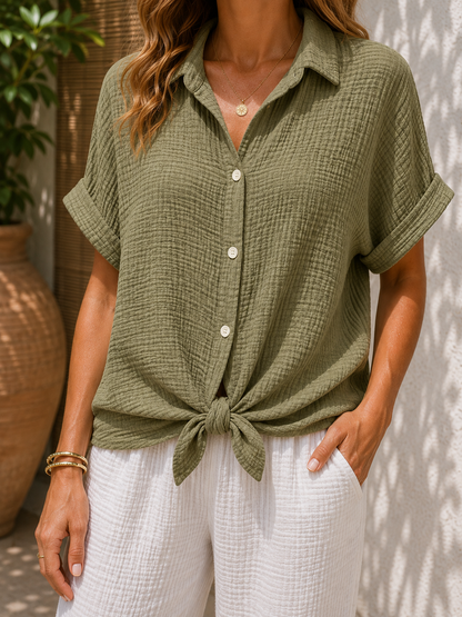 Chemise gaze de coton kaki