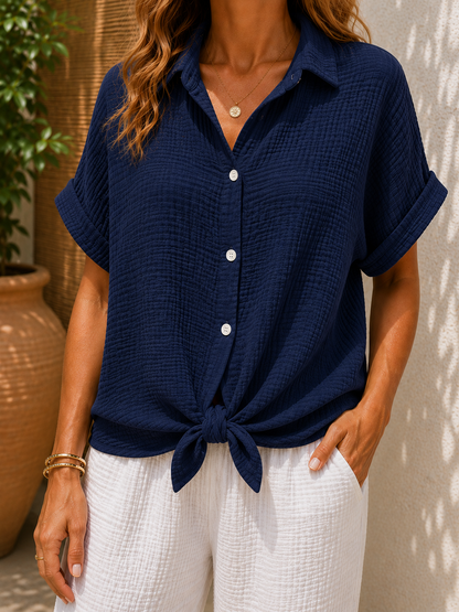 Chemise gaze de coton bleu marine