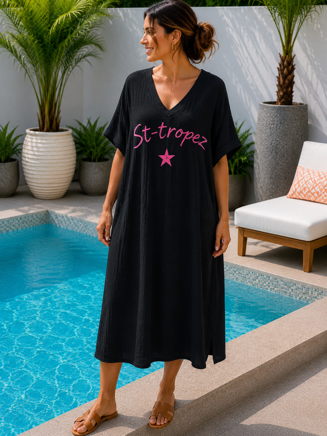 GRANDE TAILLE - Robe t-shirt St Tropez noire