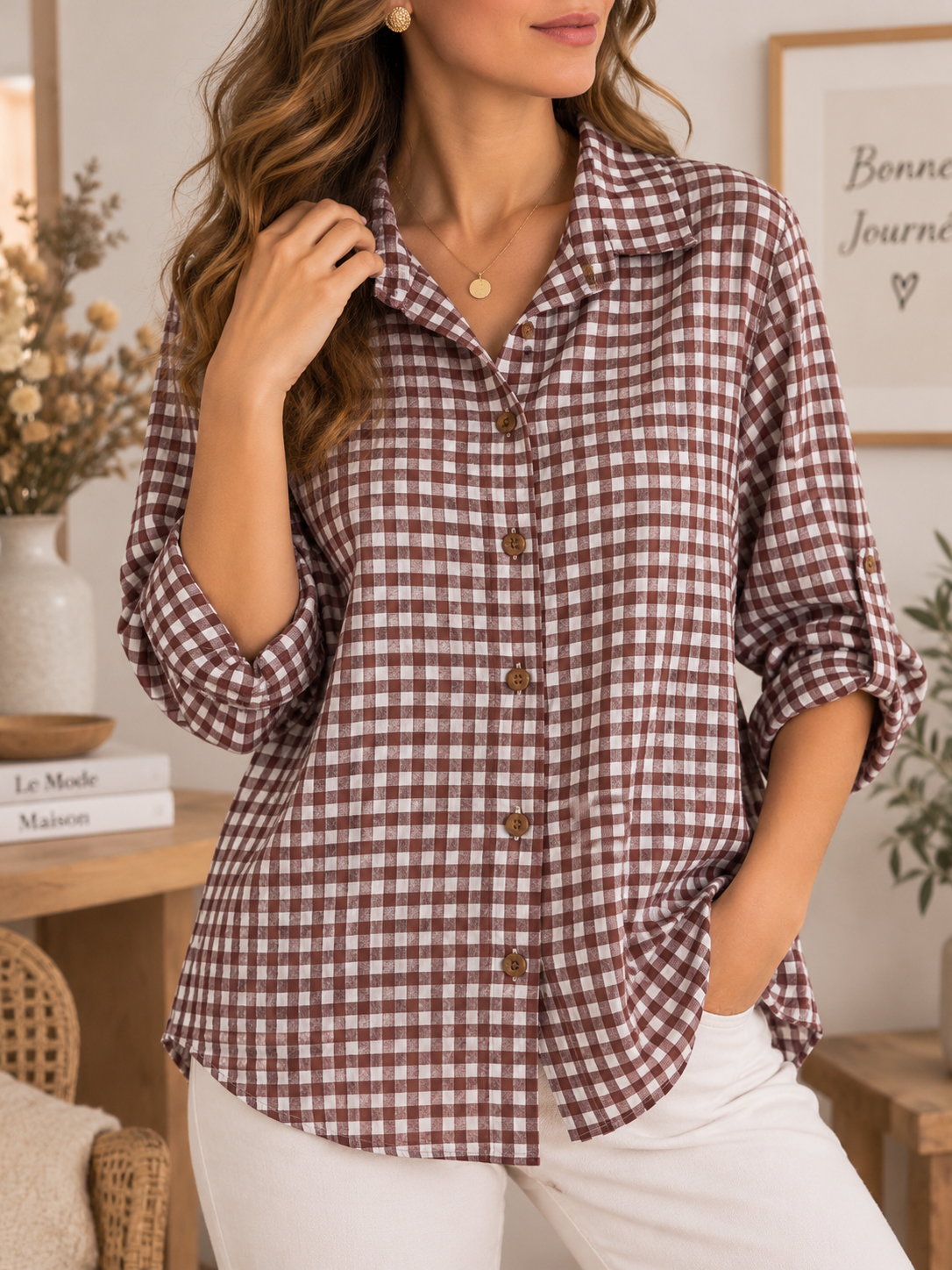 Chemise vichy rouille
