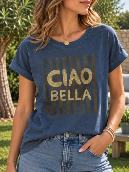 T-shirt anthracite CIAO BELLA chocolat