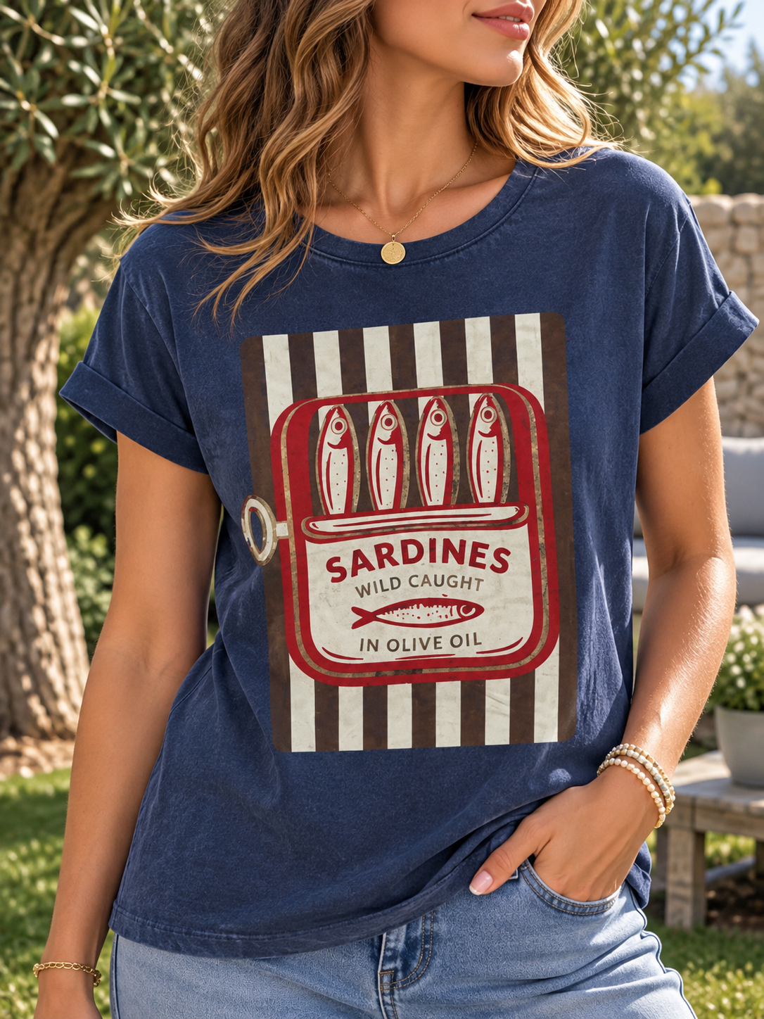 T-shirt anthracite SARDINES marron/beige
