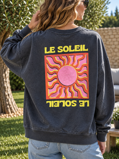 Sweat anthracite LE SOLEIL jaune/orange