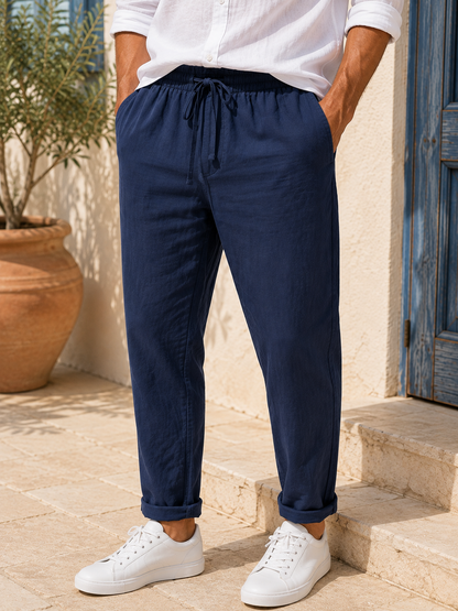 Pantalon en lin REEP bleu marine