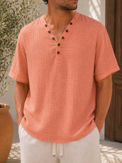 T-shirt col boutons ELIO orange