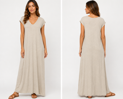 Robe longue t-shirt sable
