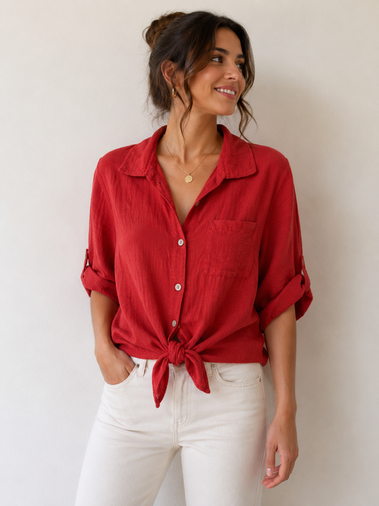 Chemise coton rouge