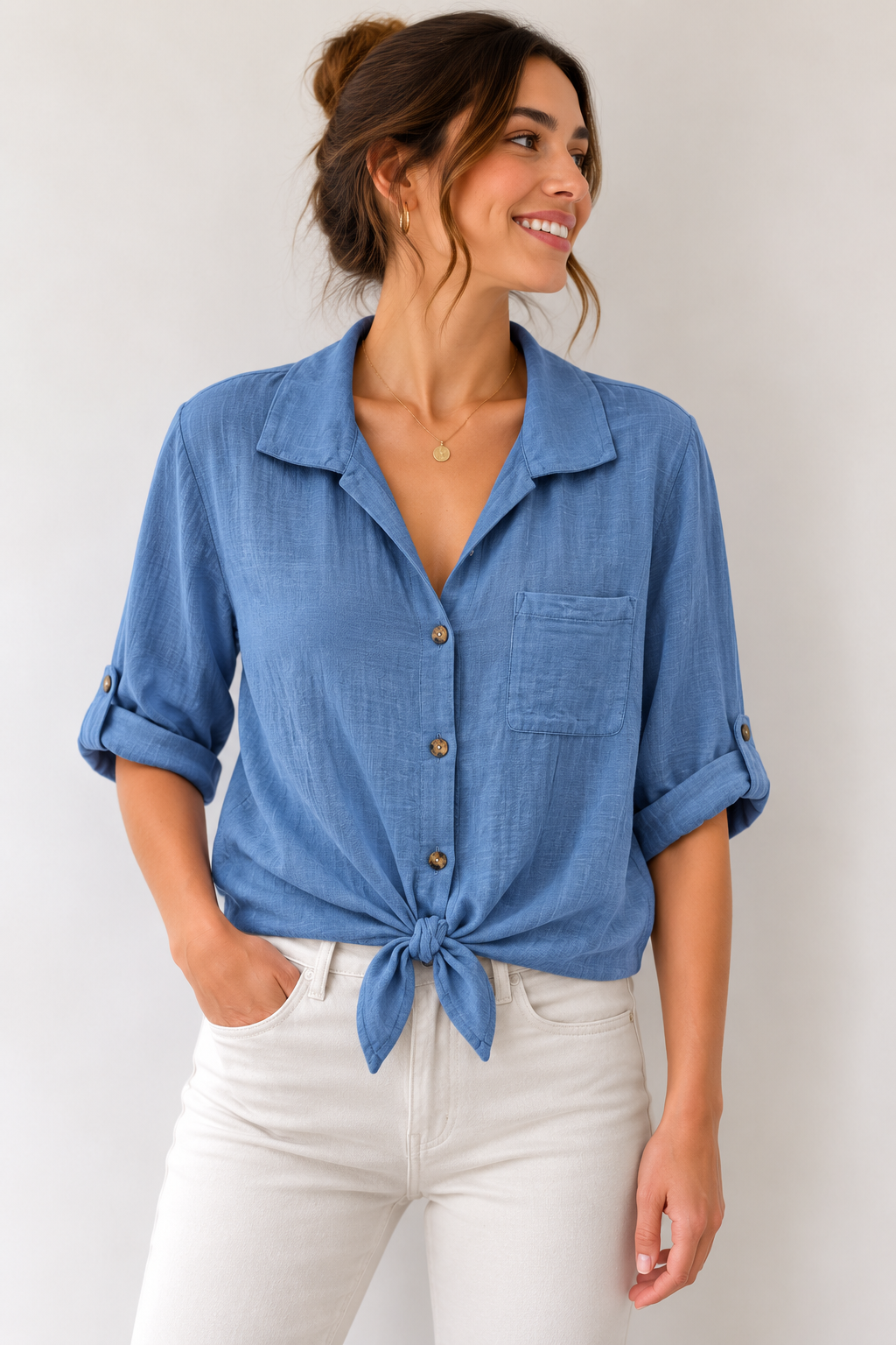Chemise coton bleu jean