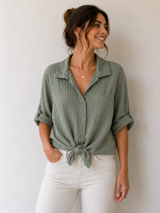 Chemise coton kaki