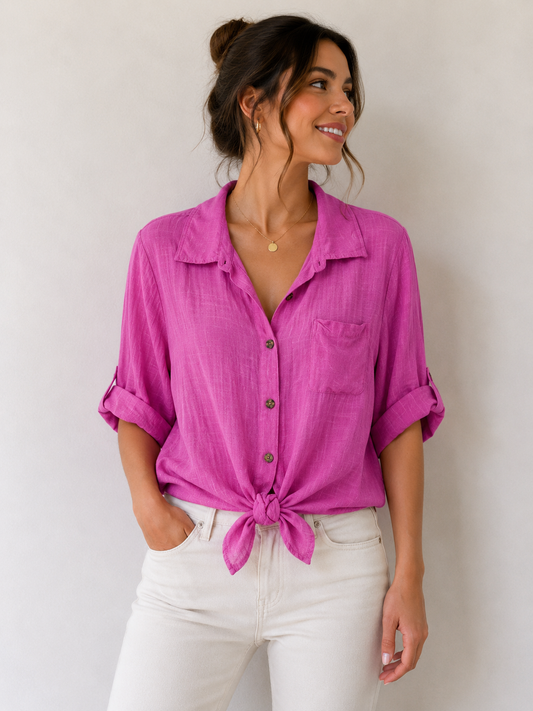 Chemise coton fuchsia