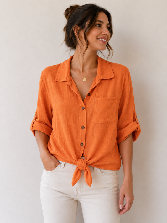 Chemise coton orange