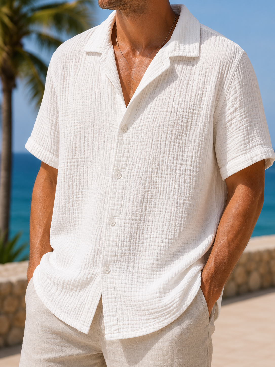 Chemise gaze de coton AARON blanche