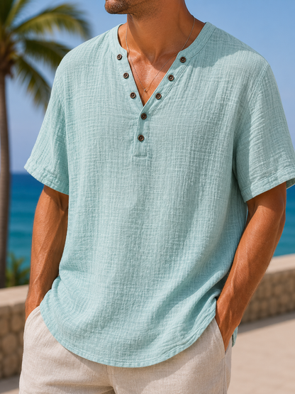 T-shirt col boutons ELIO menthe