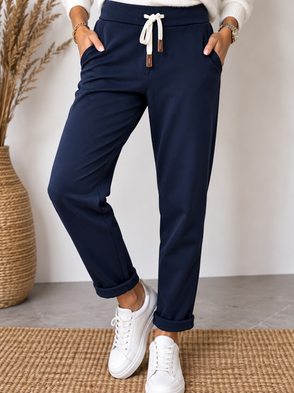 Pantalon souple et soyeux bleu marine