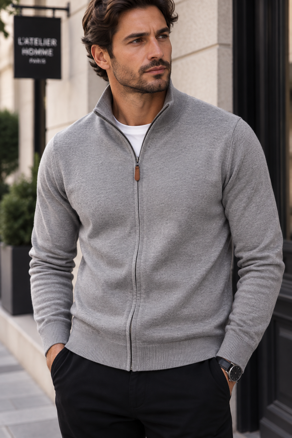 Gilet zippé CLAUDE gris du S au 3XL