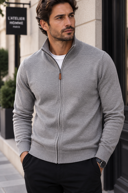Gilet zippé CLAUDE gris du S au 3XL