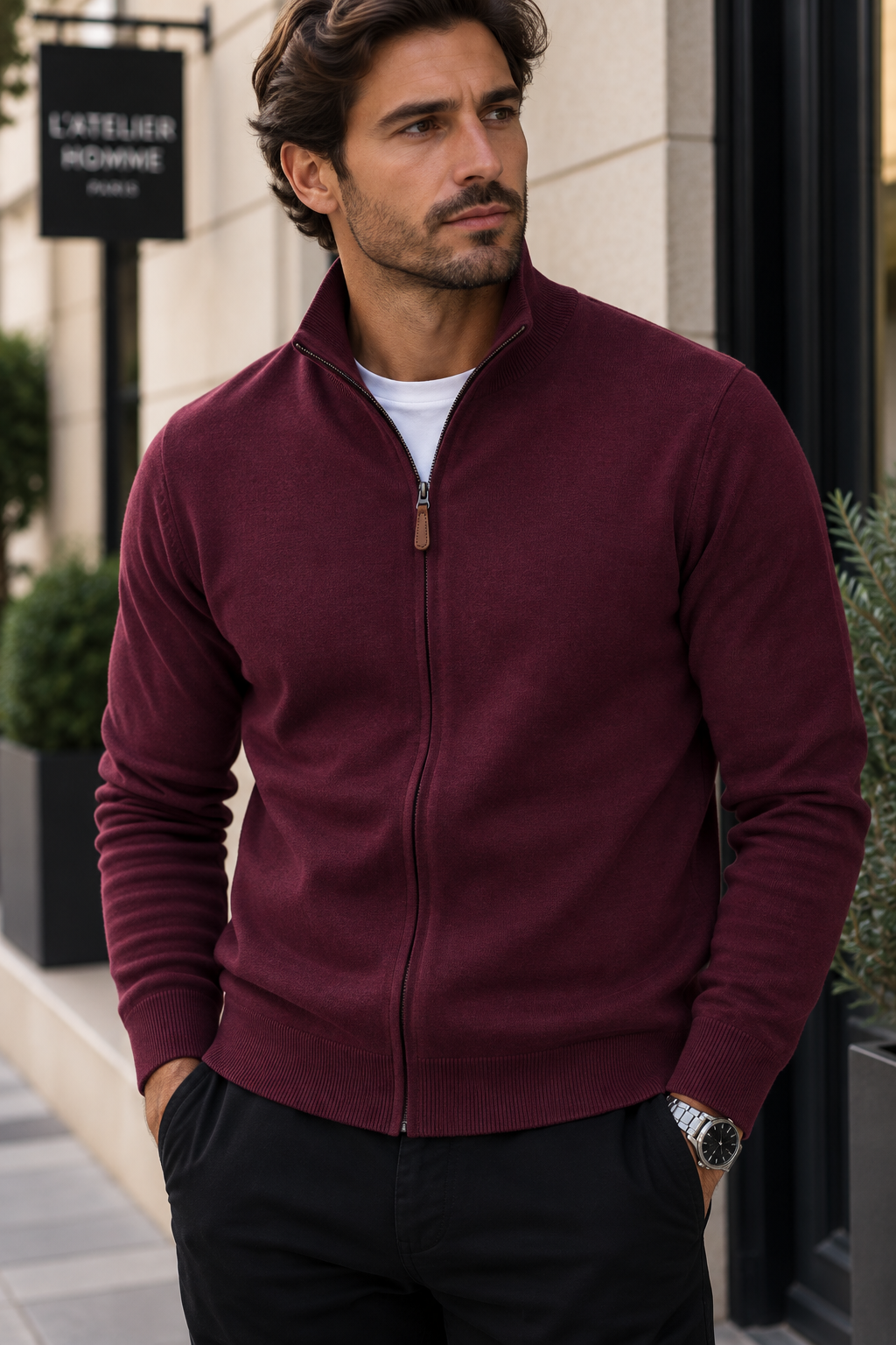 Gilet zippé CLAUDE bordeaux du S au 3XL