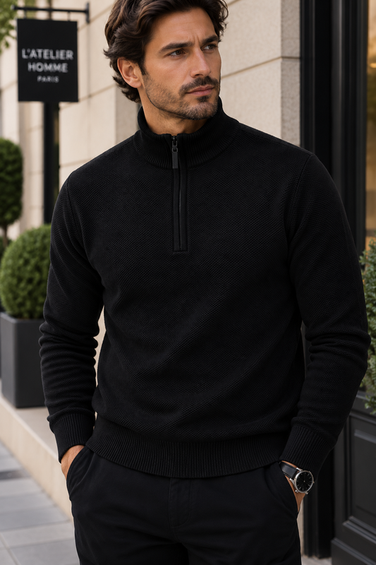 Pull col cheminée noir du M au 2XL