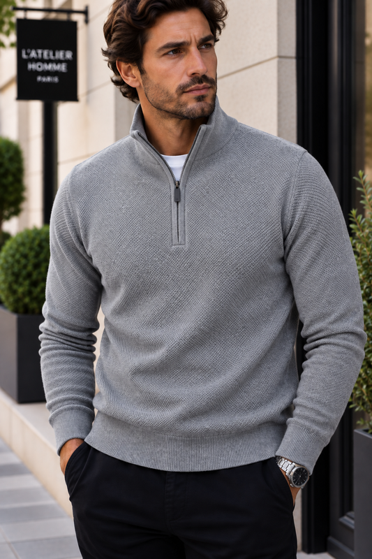 Pull col cheminée gris du M au 2XL