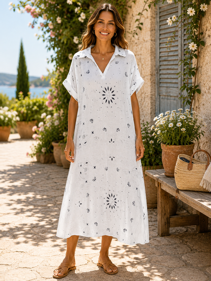 Robe gaze de coton bandana blanche