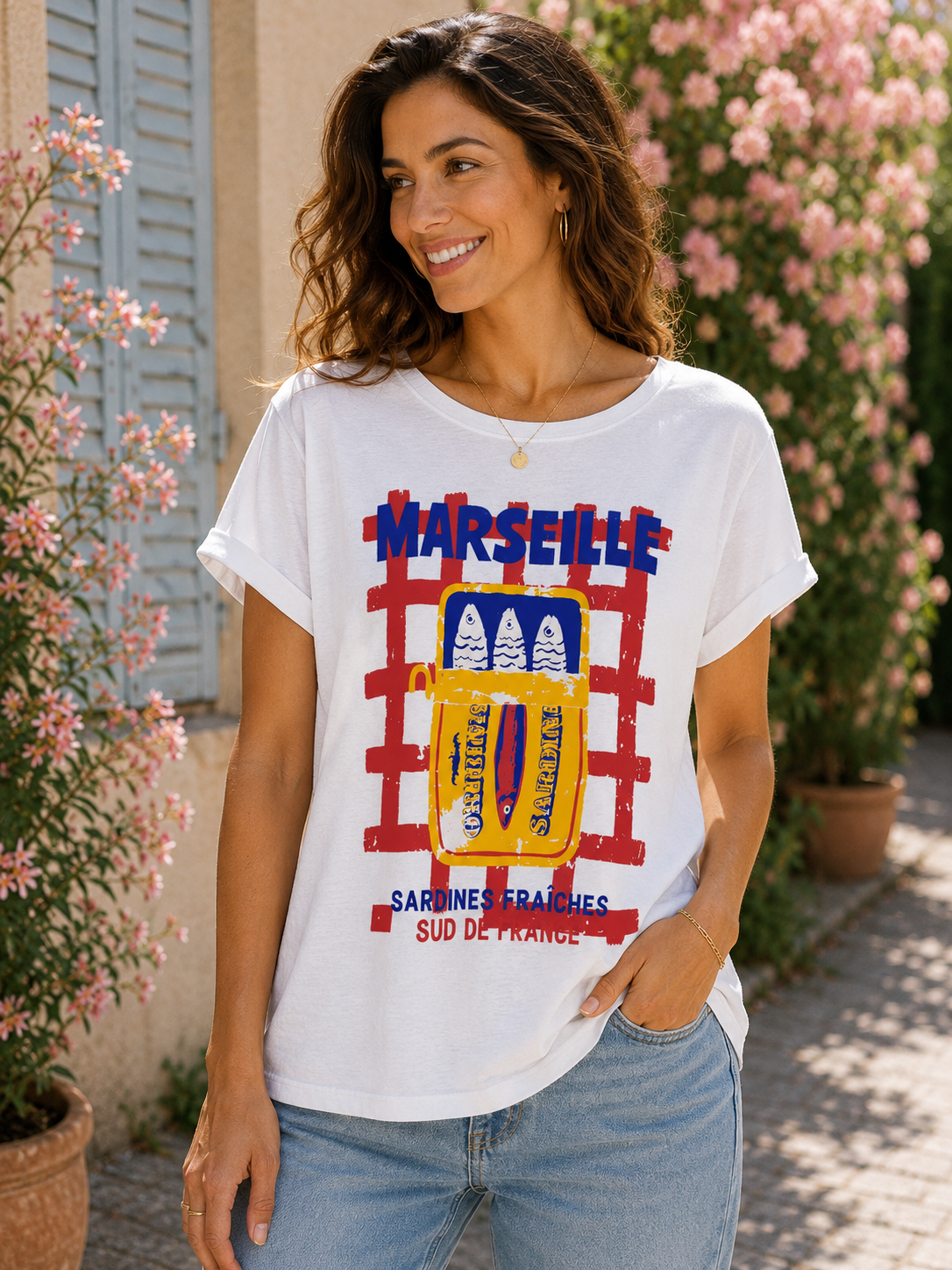 T-shirt blanc MARSEILLE Sardines