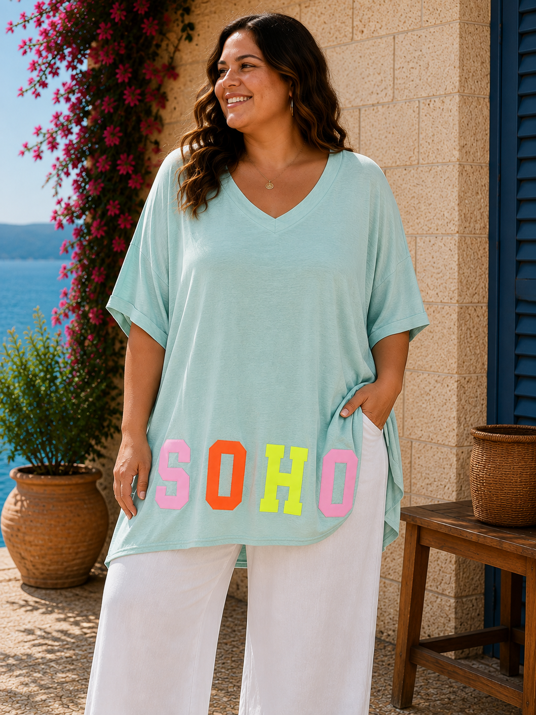 GRANDE TAILLE - T-shirt SOHO bleu ciel