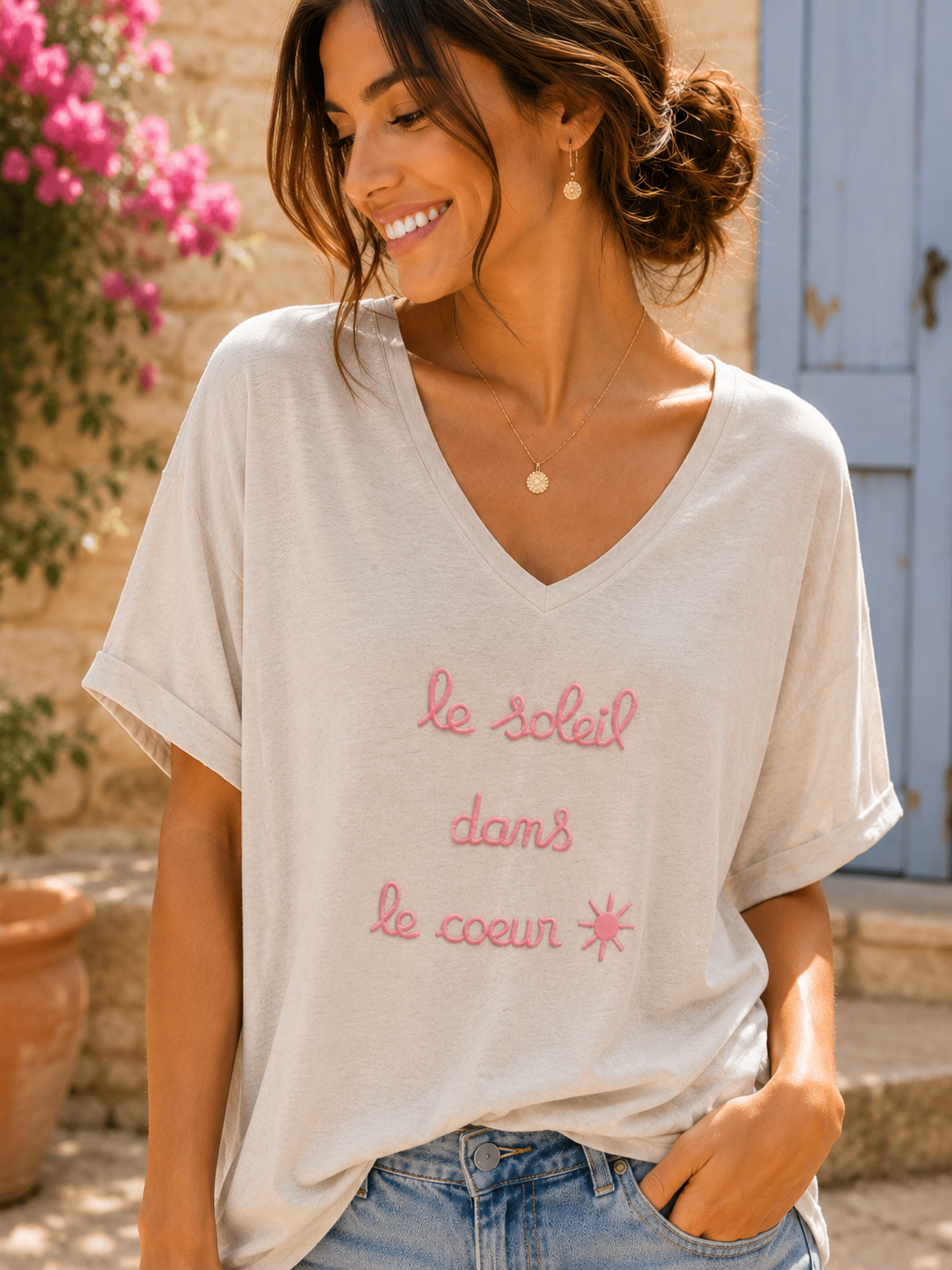 GRANDE TAILLE - T-shirt Le Soleil dans le Cœur sable