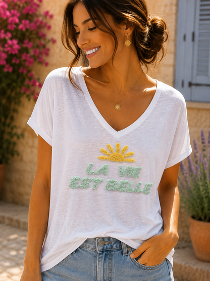 T-shirt Soleil La vie est Belle menthe