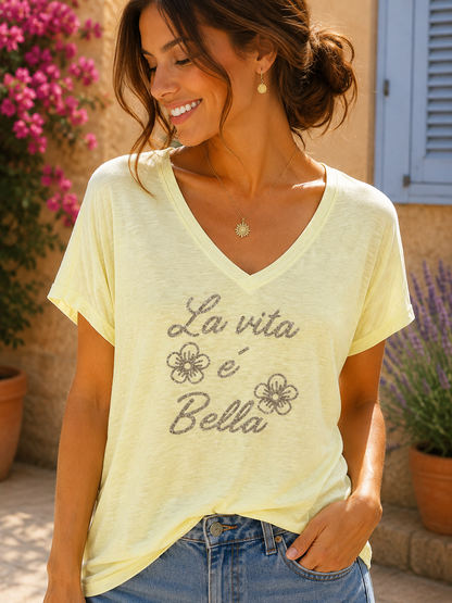 T-shirt La Vita é Bella jaune