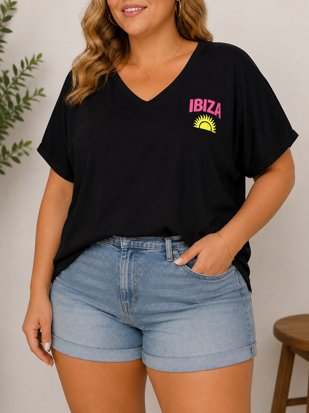 GRANDE TAILLE - T-shirt IBIZA noir