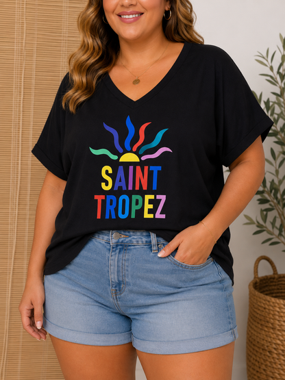 GRANDE TAILLE - T-shirt St Tropez noir