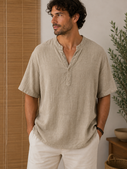 T-shirt CLAUDIO boutons camel
