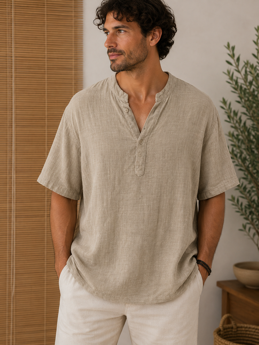 T-shirt CLAUDIO boutons camel