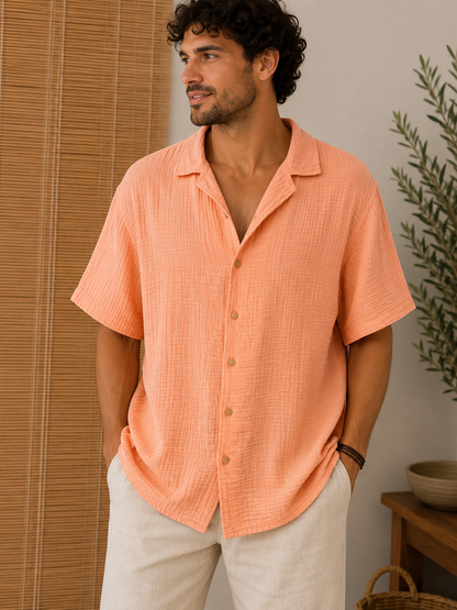 Chemise gaze de coton AARON orange