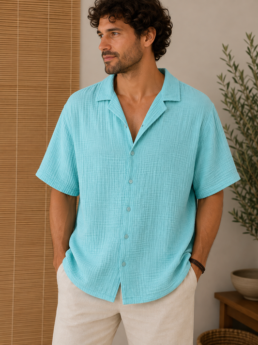 Chemise gaze de coton AARON menthe