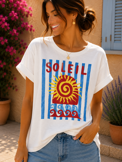 T-shirt blanc LE SOLEIL bleu