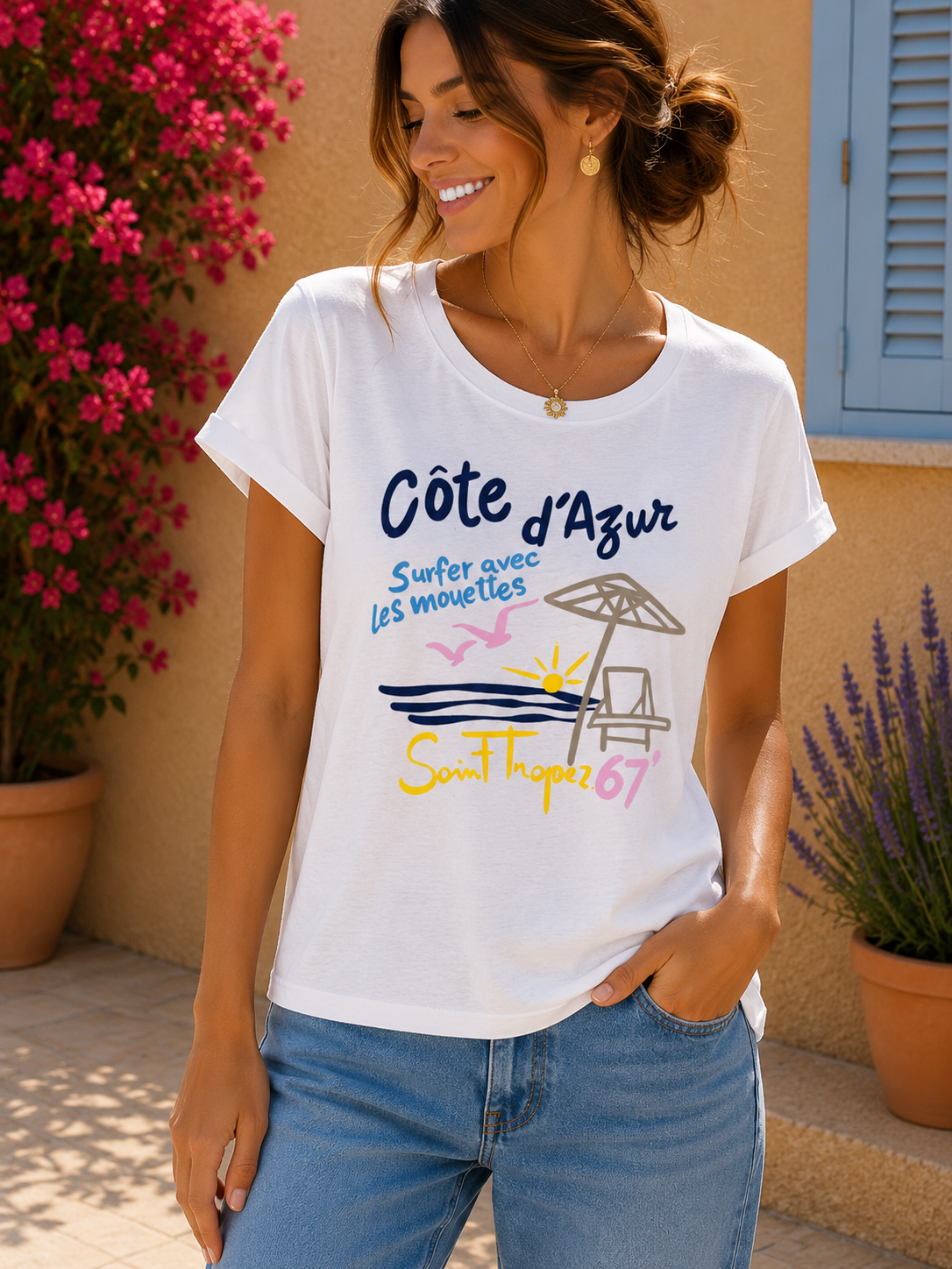 T-shirt blanc COTE D'AZUR