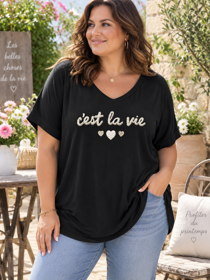 GRANDE TAILLE - T-shirt C'est la Vie noir