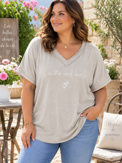 GRANDE TAILLE - T-shirt La Vie est Belle sable