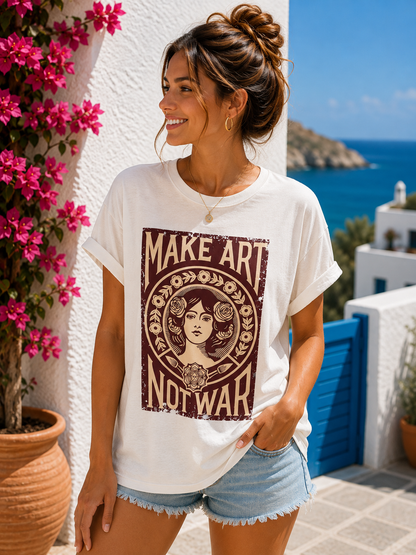 T-shirt blanc MAKE ART NOT WAR