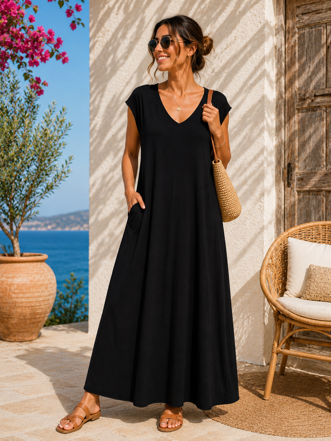Robe longue t-shirt noire