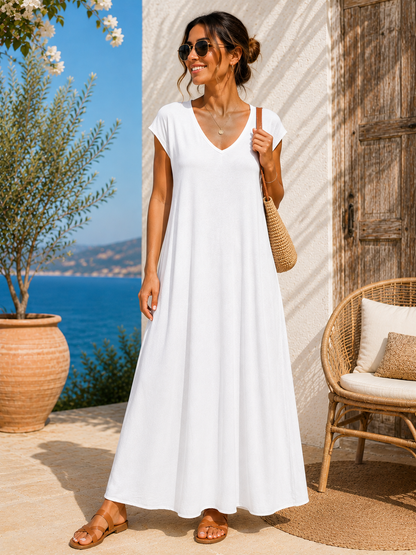 Robe longue t-shirt blanche