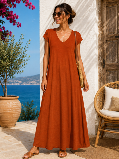 Robe longue t-shirt rouille