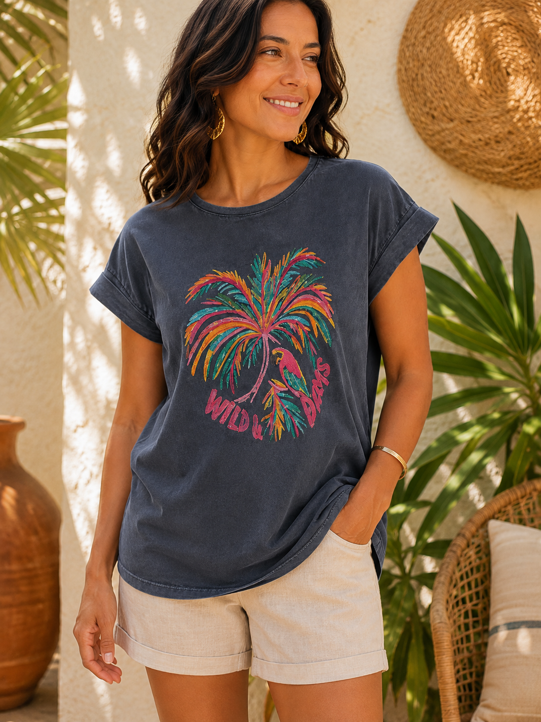 T-shirt anthracite PALMIERS