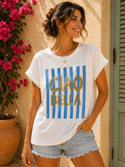 T-shirt CIAO BELLA bleu ciel