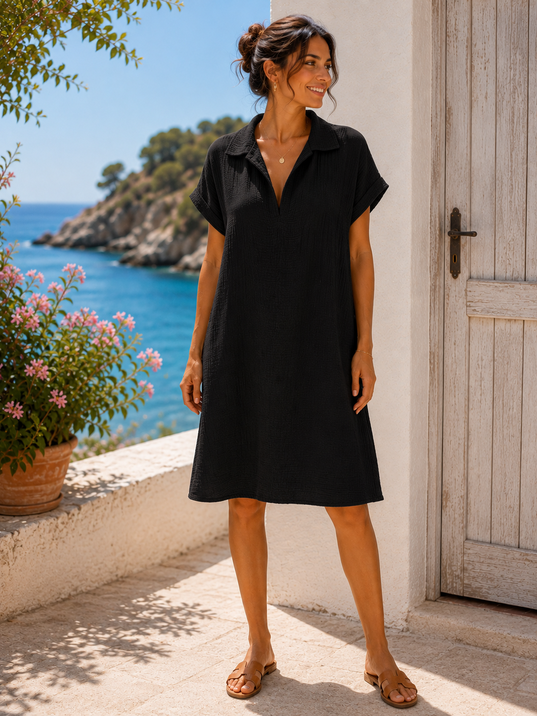 Robe gaze de coton noir