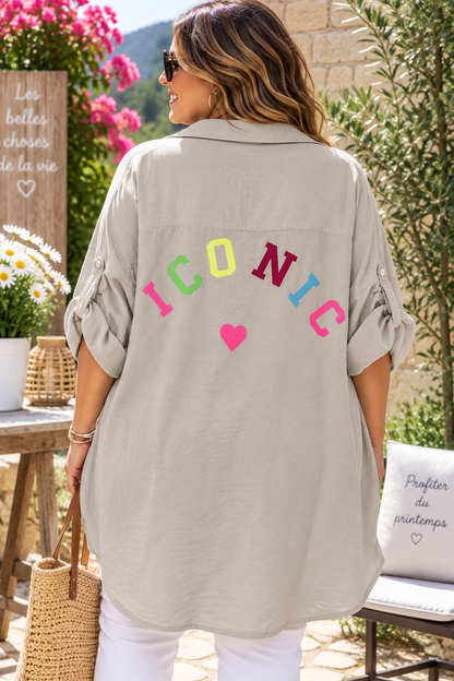 GRANDE TAILLE - Chemise Iconic taupe