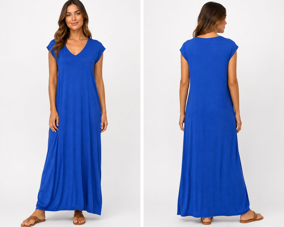 Robe longue t-shirt bleu roi