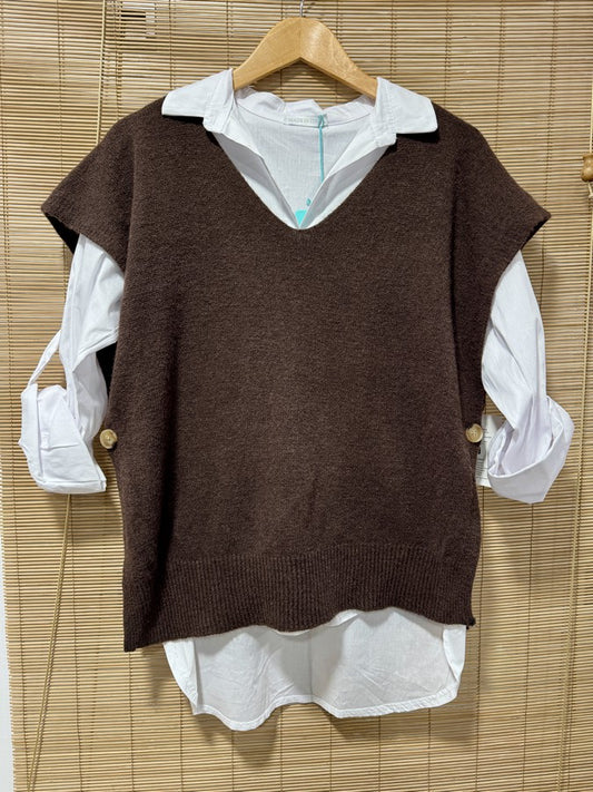 Pull débardeur marron