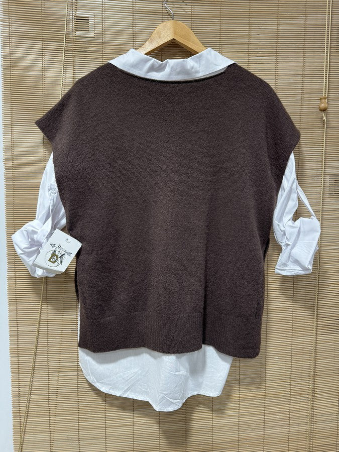 Pull débardeur marron